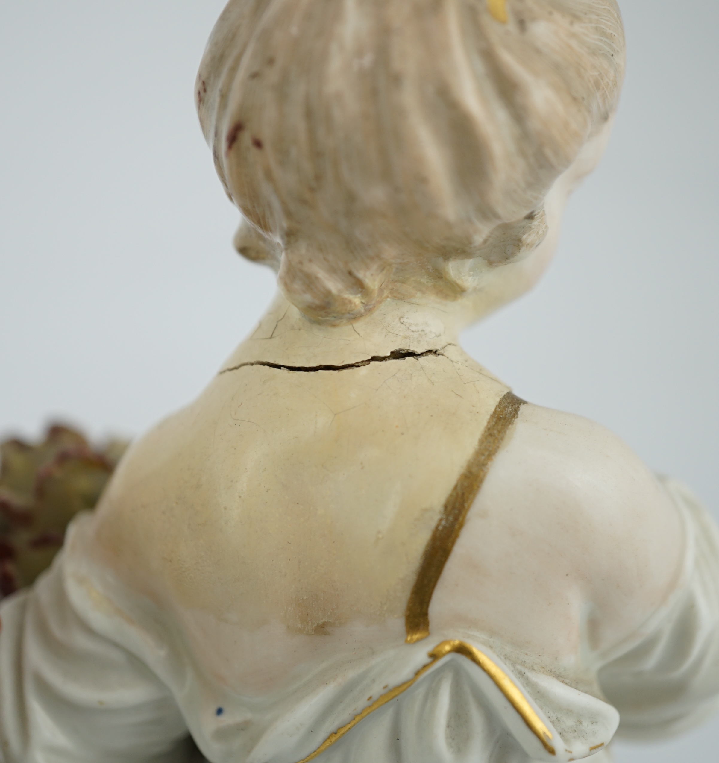 A composed set of four Derby figures emblematic of the Seasons, late 18th century, modelled by Pierre Stephan, some restoration